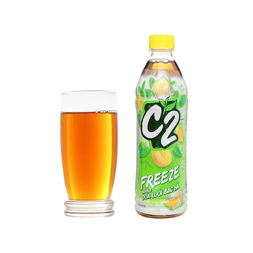 Thùng 24 chai trà xanh C2 Freeze dưa lưới bạc hà 445ml