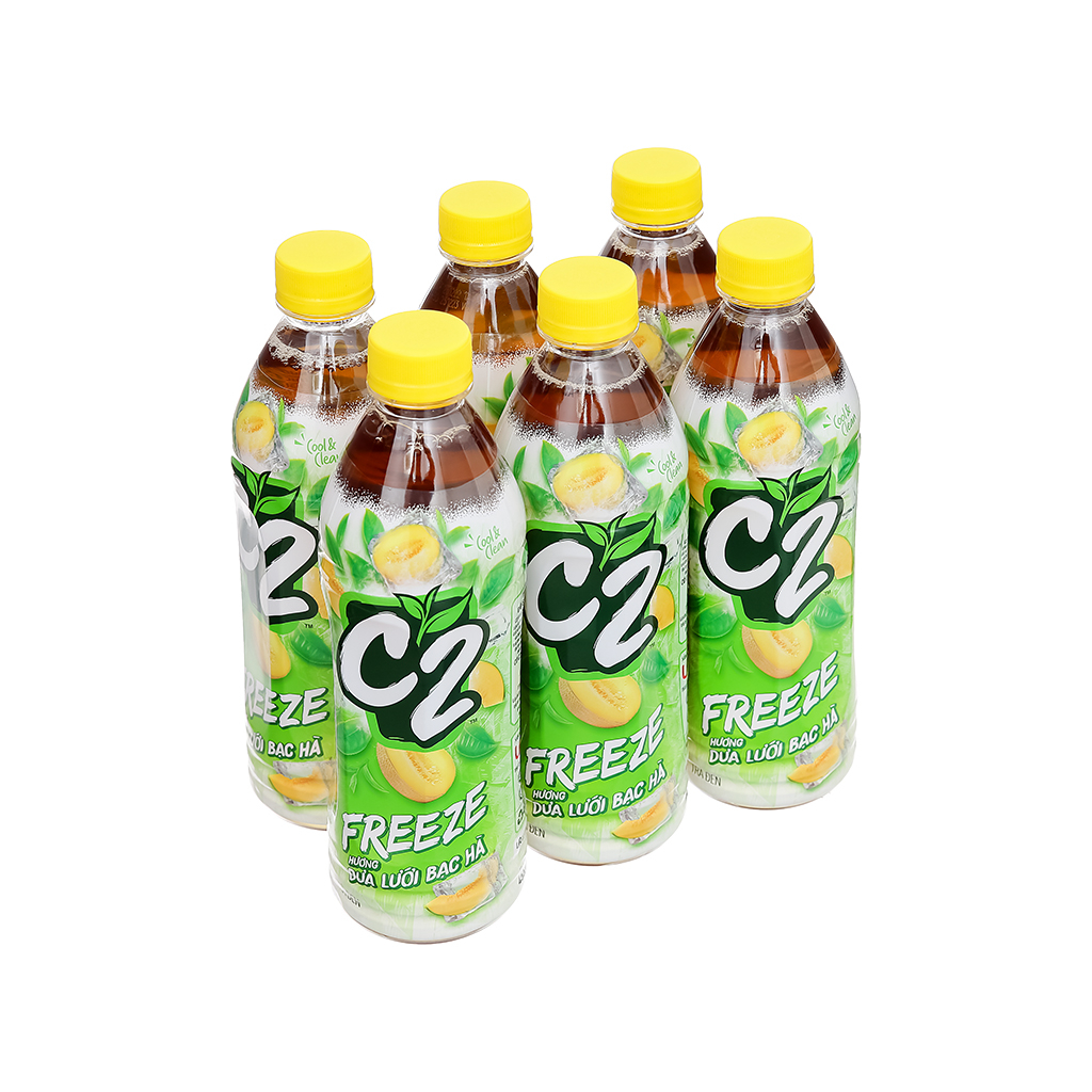 Thùng 24 chai trà xanh C2 Freeze dưa lưới bạc hà 445ml