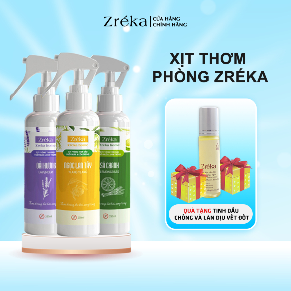 Bình Xịt Tinh Dầu ZREKA Thơm Phòng Xua Đuổi Muỗi Và Côn Trùng , Chiết Xuất Thảo Mộc An Toàn Sức Khỏe Gia Đình