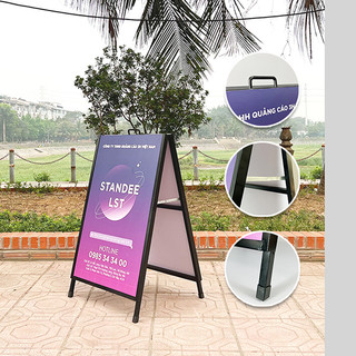 Chân Standee Chữ A, Giá Chữ A Để Tranh 2 Mặt KT 60x90cm Để Được Ngoài Trời | LST