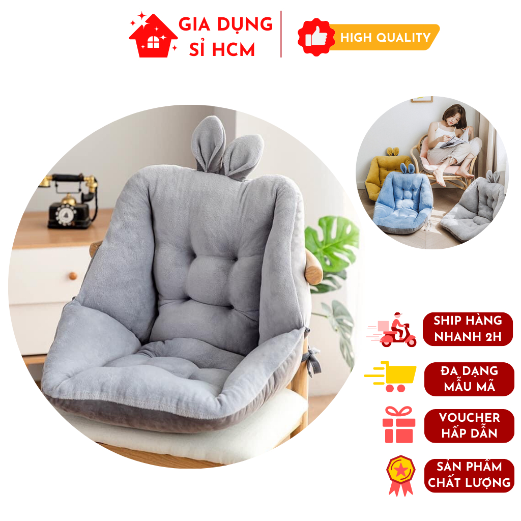 Đệm Tựa Lưng Ghế Lười Ngồi Bệt Tai Thỏ Chần Bông Dày Siêu Êm Siêu Mềm Mịn Ngồi Thư Giãn, Giảm Đau Lưng