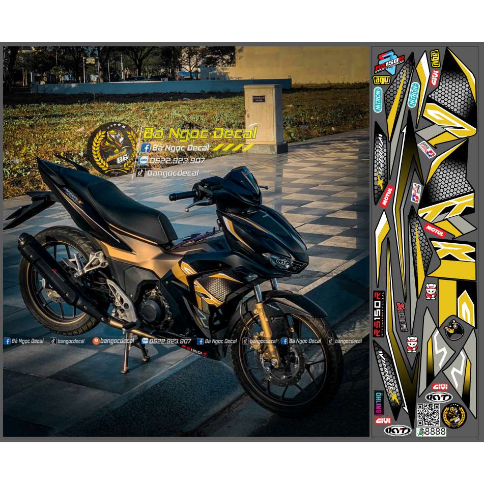 TEM GTR 150 XE WINNER X V3 MÀU ĐEN NHÁM VÀNG ĐỒNG