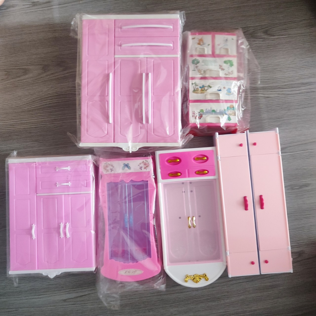 Các Mẫu Tủ Quần Áo Cho Búp Bê Barbie Cao 30cm loại 1/6 và 1/8 tặng kèm 5 móc áo
