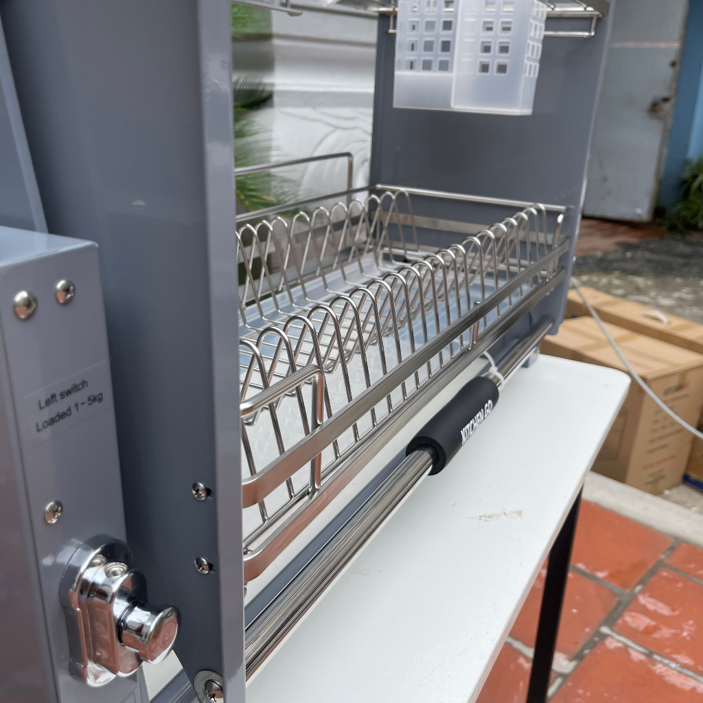 Kệ Chén Nâng Hạ, Giá Bát Đĩa Nâng Hạ KITCHENGO INOX KHÔNG GỈ 304 - Mẫu Mới 2023 - Bảo Hành Viễn
