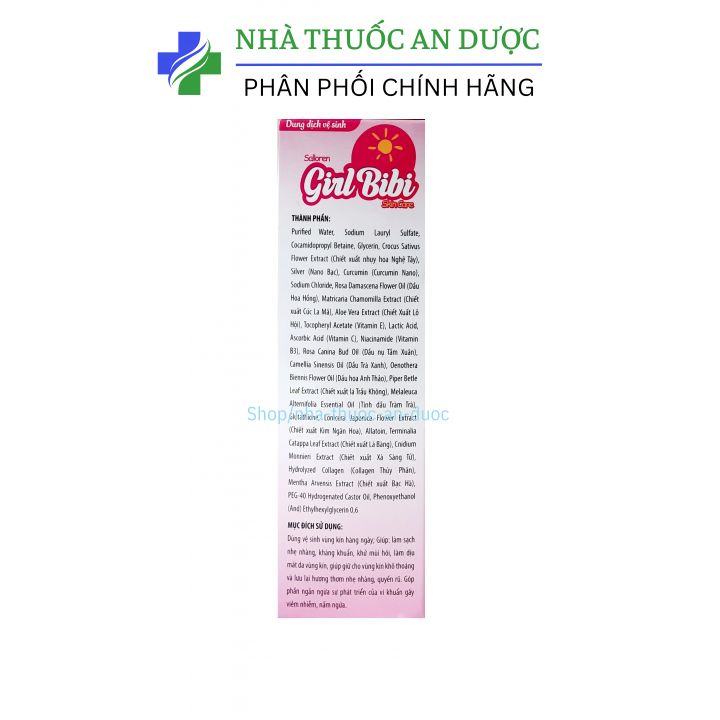 Dung dịch vệ sinh em bé Girl Bibi giúp kháng – hộp 150ml