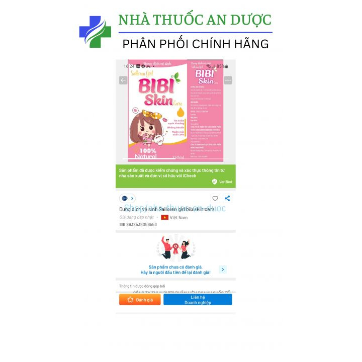 Dung dịch vệ sinh em bé Girl Bibi giúp kháng – hộp 150ml