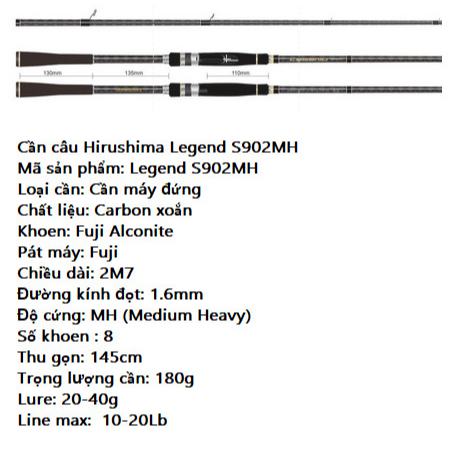 Cần câu Lure đứng Legend thương hiệu Hirushima Hita Lure