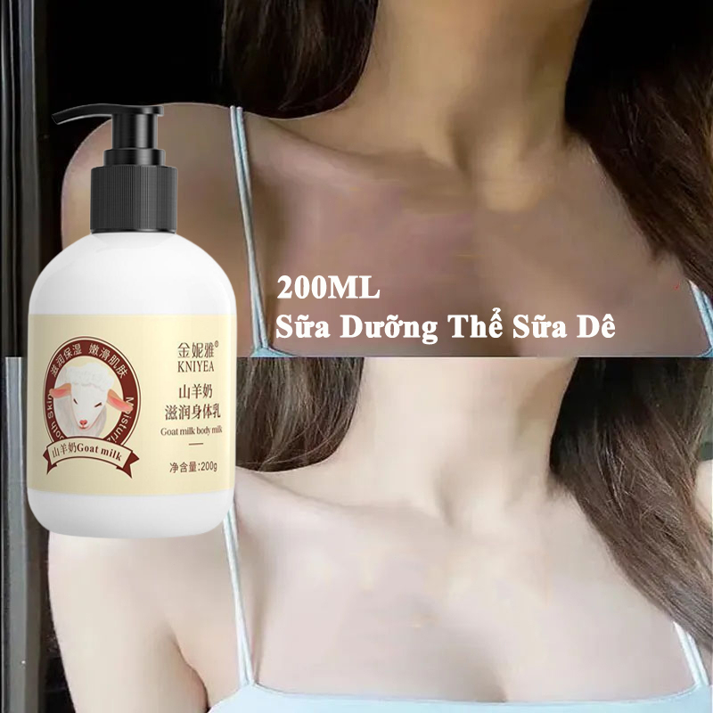 Sữa Dưỡng Thể Sữa Dê 200ML dưỡng ẩm da làm trắng da toàn thân không gây kích Làm trắng nhanh chóng
