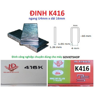 Ghim 416K hộp 4800 cây đinh ghim hệ K U4mm x dài 16mm dùng nạp Máy bắn đinh K