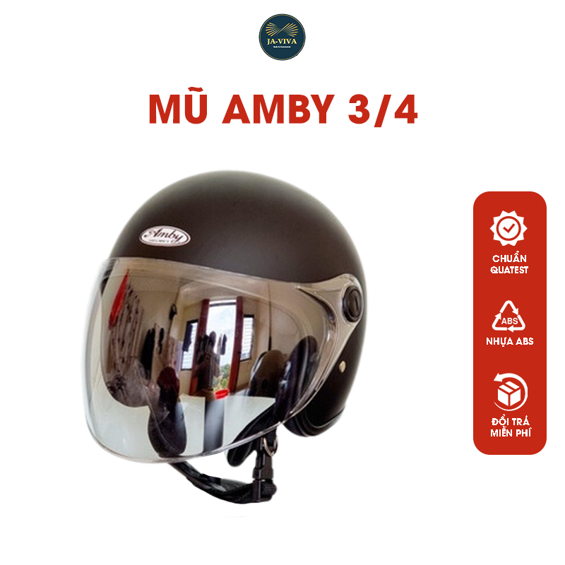 Mũ bảo hiểm 3/4 đầu AMBY HELMET a3 có Kính dài nhiều màu (size: 53 - 56 cm)