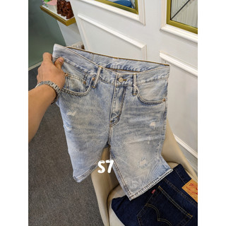 Quần short jeans nam màu xanh bạc