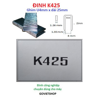 Đinh ghim k425 hộp 2400 cây đinh ghim u4mm x dài 25mm dùng nạp máy bắn đinh k