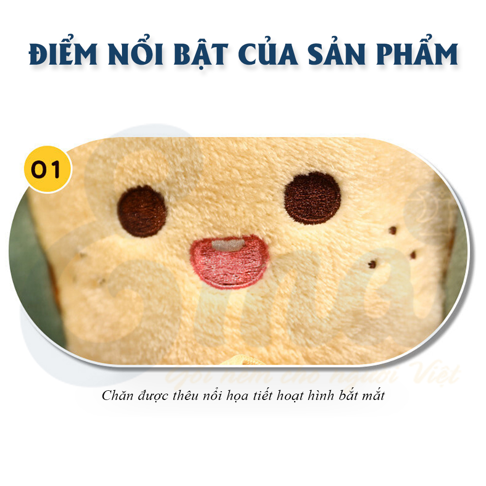 Chăn văn phòng mùa hè 1m7 Ema - Dài 1m7, họa tiết hình thú dễ thương