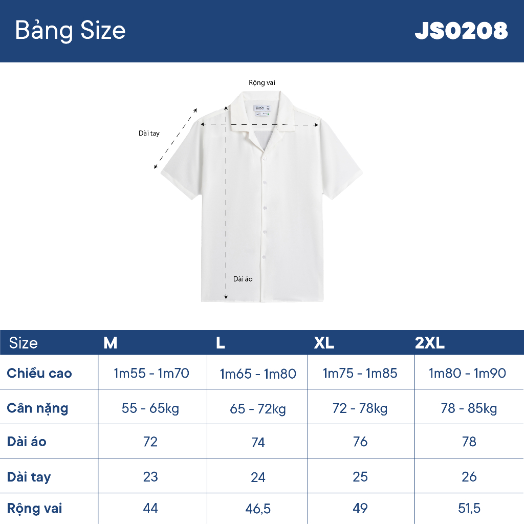 Áo sơ mi cuban shirt vải lụa bamboo cao cấp JBAGY JS0208