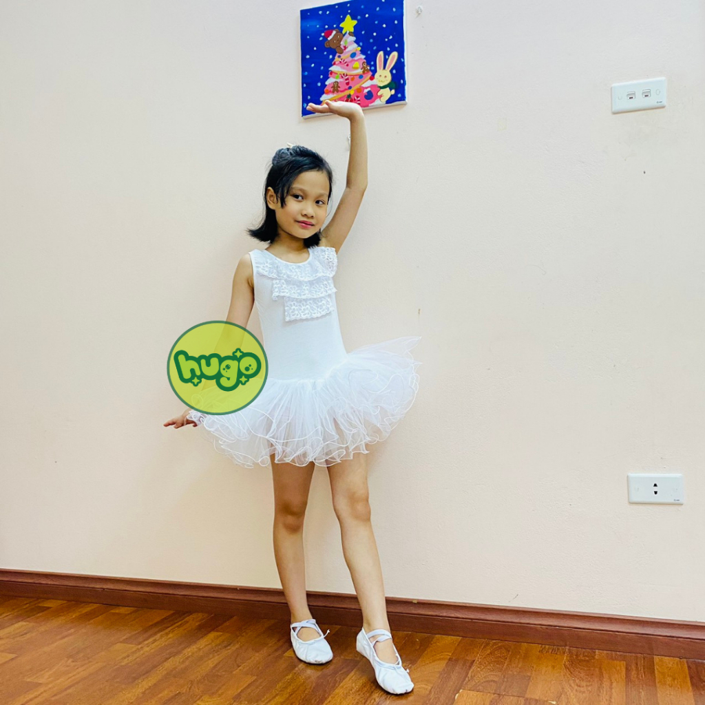 Váy tập múa ballet  trẻ em bé gái ngực ren Hồng Phấn size 3-9 tuổi