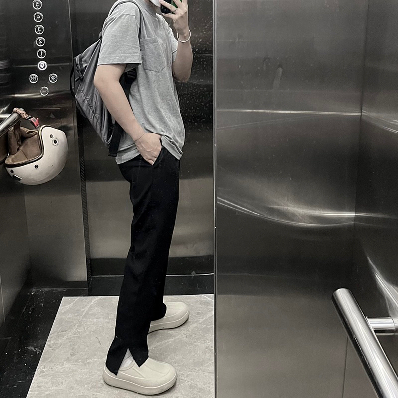 Quần tây đen xẻ tà, ống suông_CUTS PANTS’s KN