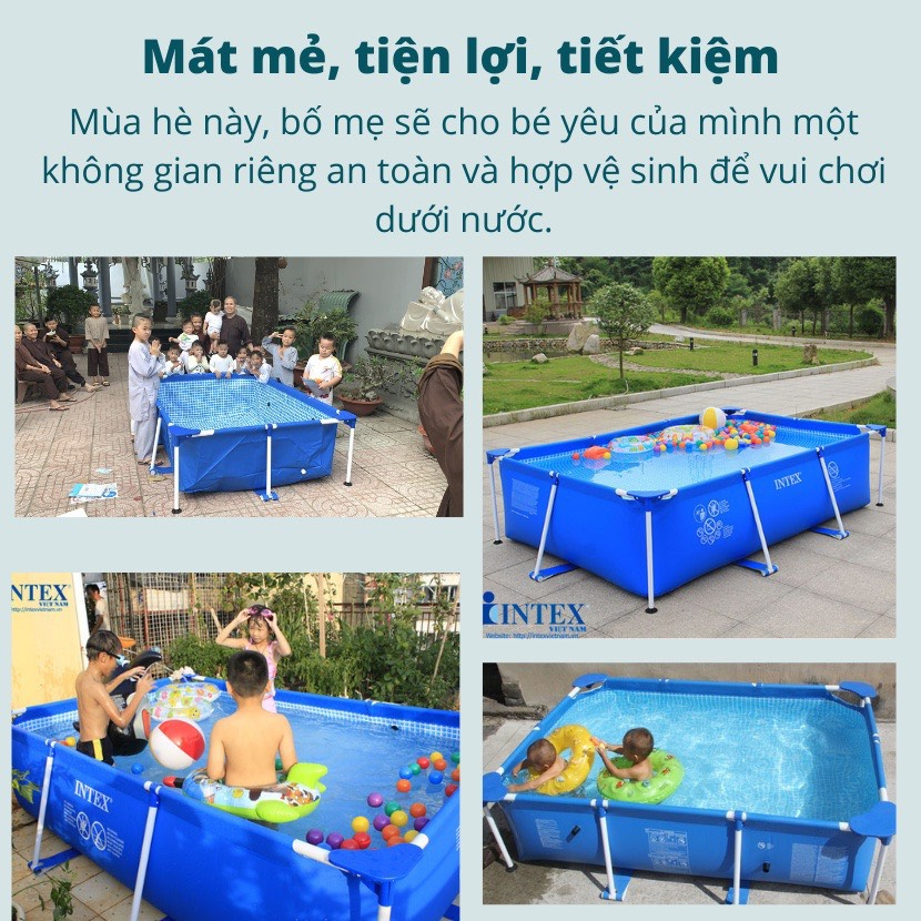 Bể bơi kim loại cỡ lớn Yoroshiko cao cấp tiện lợi cho gia đình