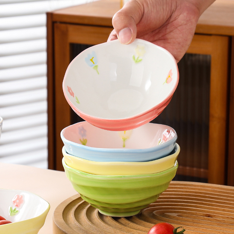 Bát Sứ Ăn Cơm Chén Đĩa Đựng Đồ Ăn Decor Hoa Nhỏ Màu Tươi Có Trắng Men Phục Vụ Bữa Ăn Hằng Ngày By 2Hương Shop