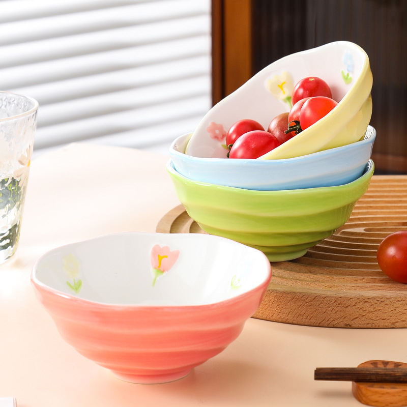 Bát Sứ Ăn Cơm Chén Đĩa Đựng Đồ Ăn Decor Hoa Nhỏ Màu Tươi Có Trắng Men Phục Vụ Bữa Ăn Hằng Ngày By 2Hương Shop