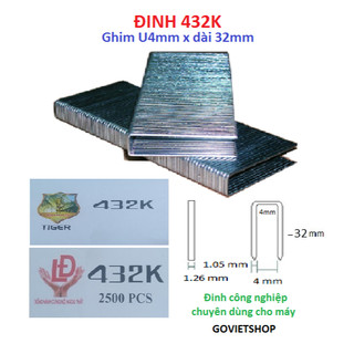 Đinh ghim K432 ghim bấm U4mm x dài 32mm dùng bắn gỗ ván tre nứa