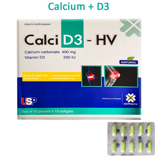 Calci D3 HV hộp 100 viên - viên uống bổ sung canxi