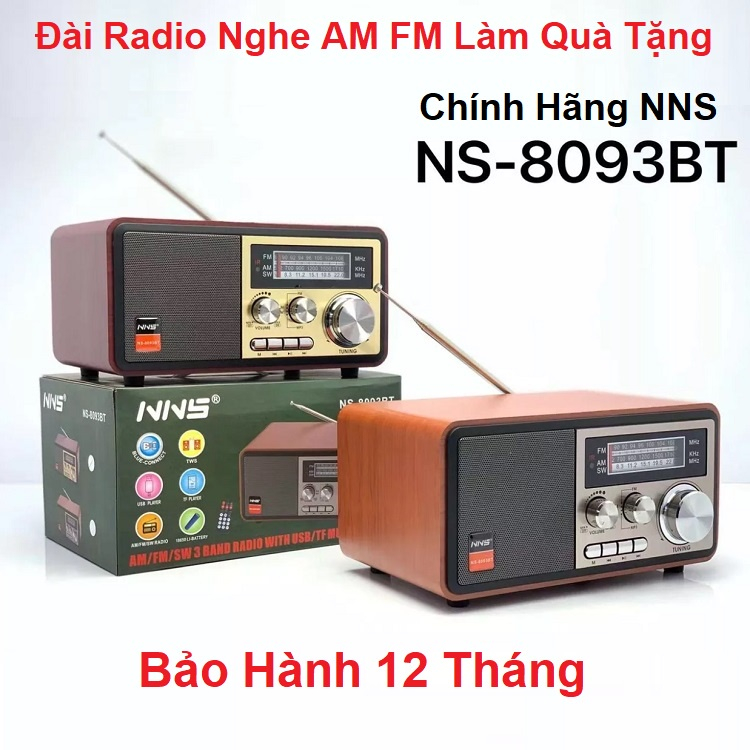 📻Đài Radio Cỡ Lớn Thiết Kế Hoài Cổ -Vỏ gỗ -Bắt 3 Băng tần Fm/Am/Sw-️🎵 Nghe nhạc Usb-Thẻ nhớ-Bluetooth Pin Sạc NNS 8093BT