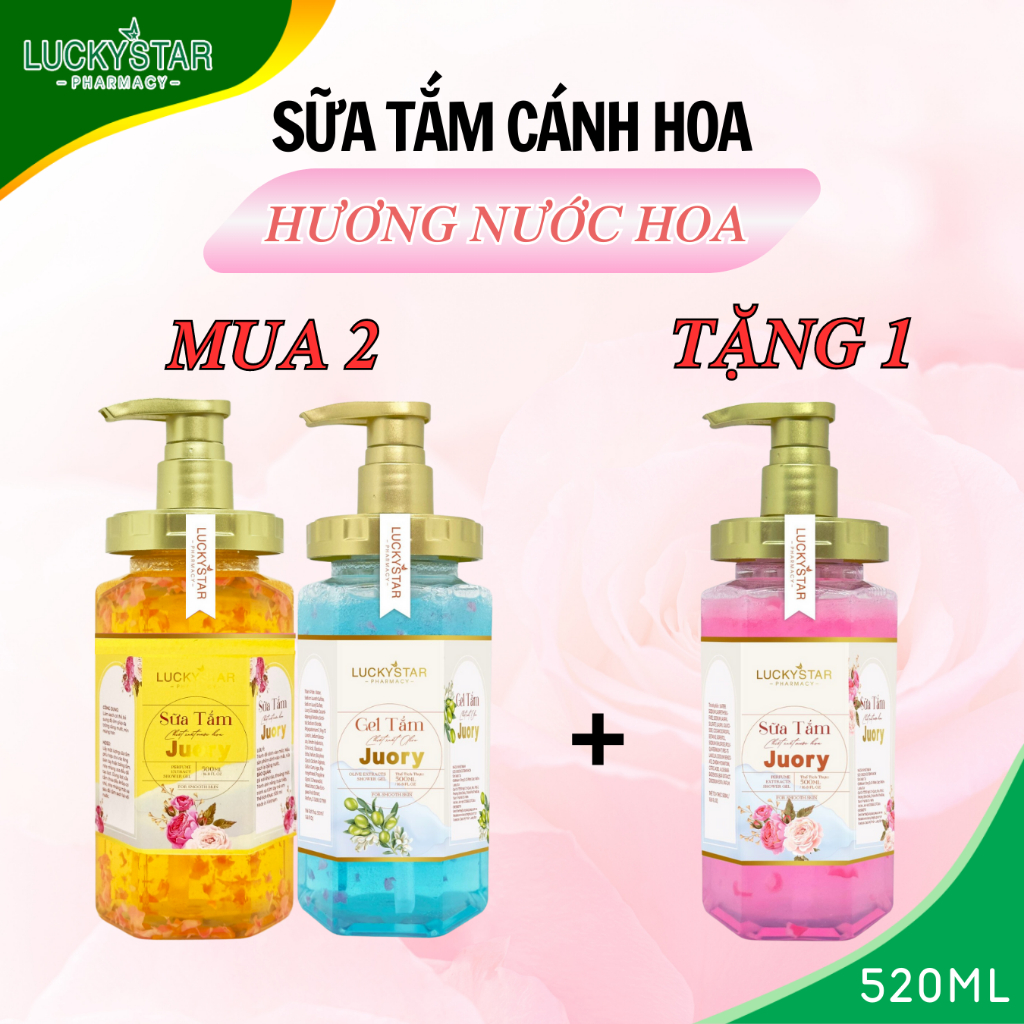 [Mã SGTTC30K giảm 30K] COMBO 2Chai Tặng 1Chai Sữa Tắm Cánh Hoa 520ml Lucky Star