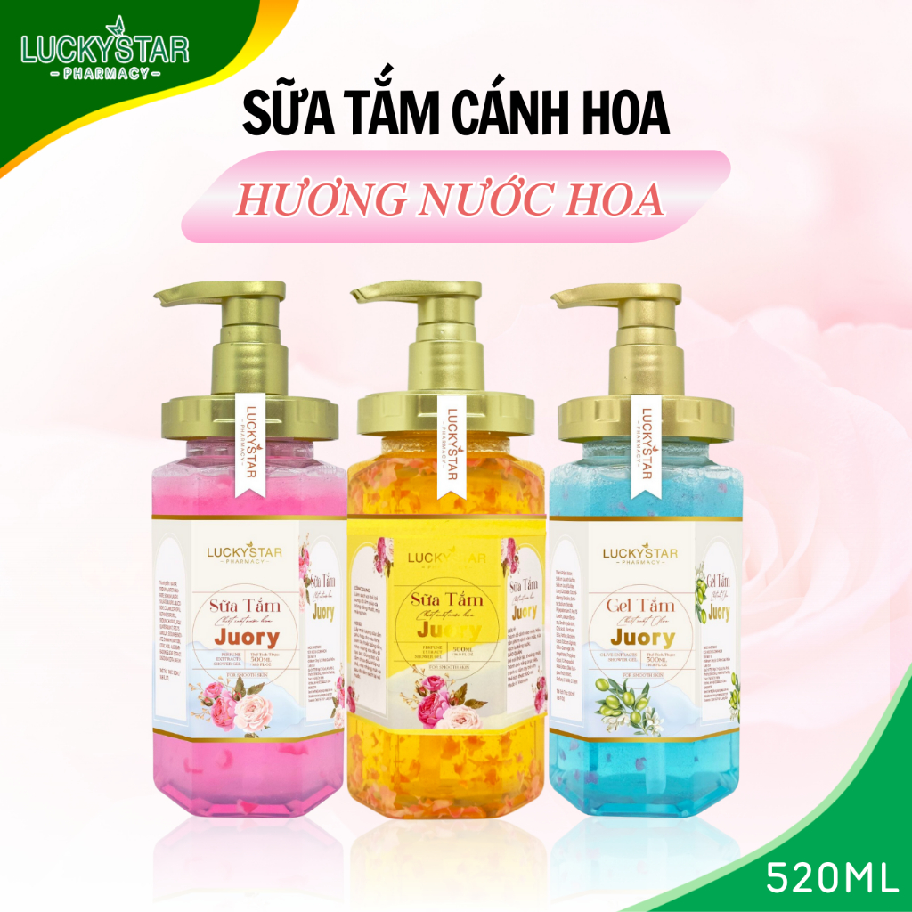 [Mã SGTTC30K giảm 30K] COMBO 2Chai Tặng 1Chai Sữa Tắm Cánh Hoa 520ml Lucky Star