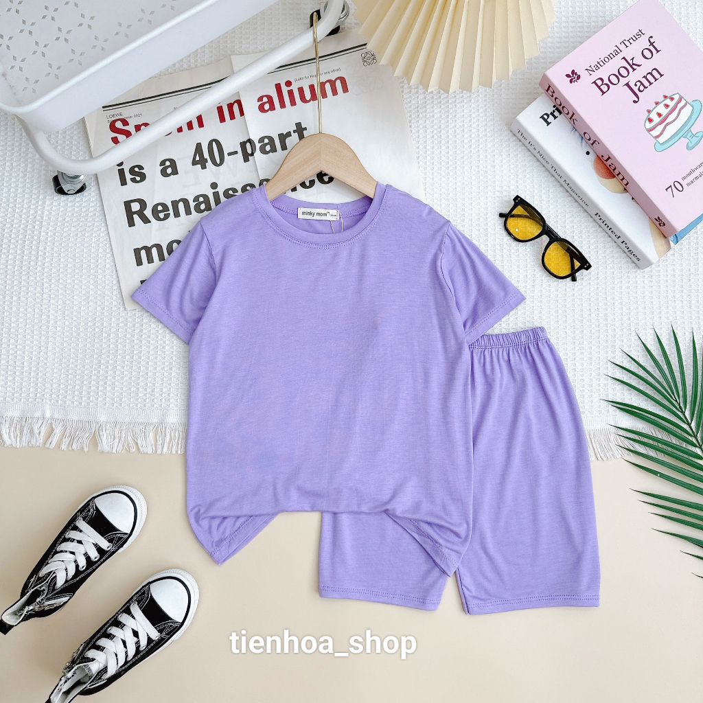 Bộ Ngắn Tay thun lạnh màu trơn SIZE ĐẠI mềm mịn mát cho bé trai bé gái