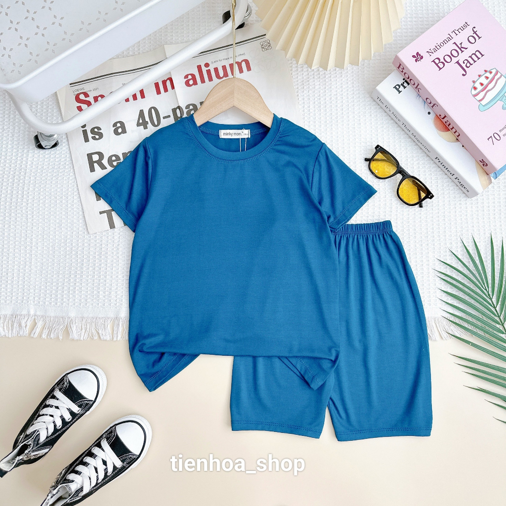 Bộ Ngắn Tay thun lạnh màu trơn SIZE ĐẠI mềm mịn mát cho bé trai bé gái