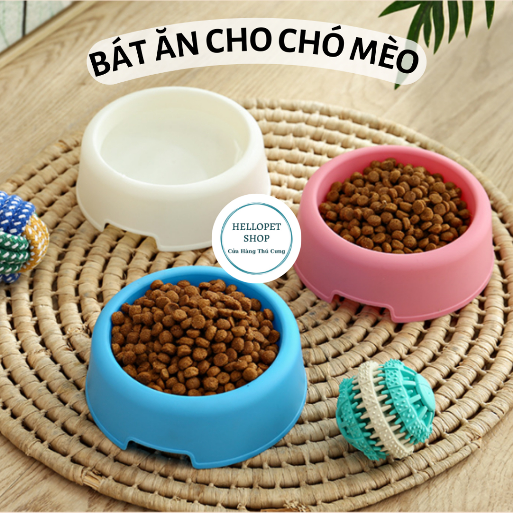 Bát đựng thức ăn cho chó mèo HELLOPET giá rẻ, Bát ăn cho mèo nhựa cao cấp trơn láng dễ vệ sinh H36