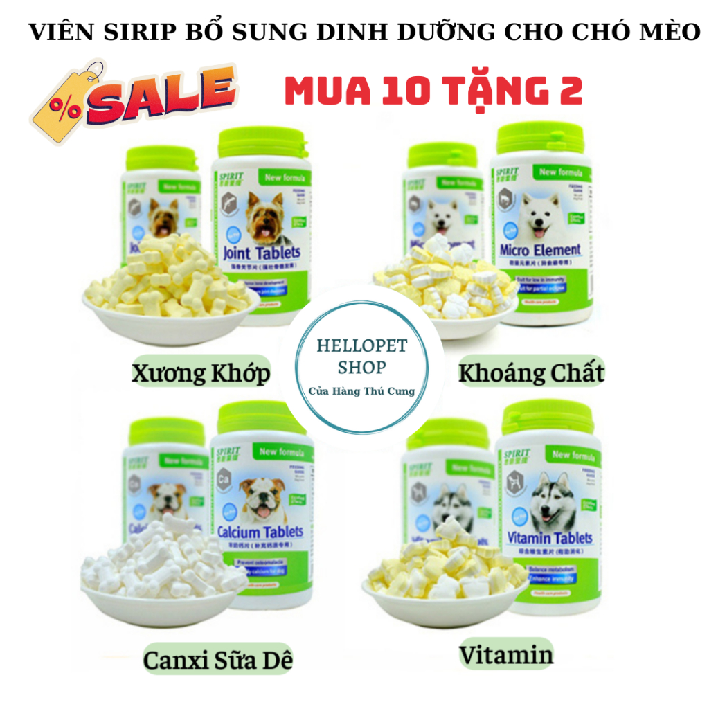 Viên SIPRIT bổ sung dinh dưỡng Canxi / Vitamin / Đẹp lông cho chó mèo