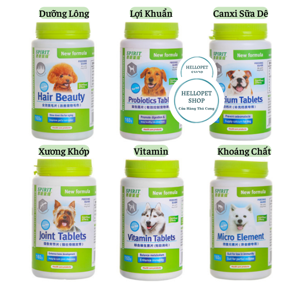 Viên SIPRIT bổ sung dinh dưỡng Canxi / Vitamin / Đẹp lông cho chó mèo