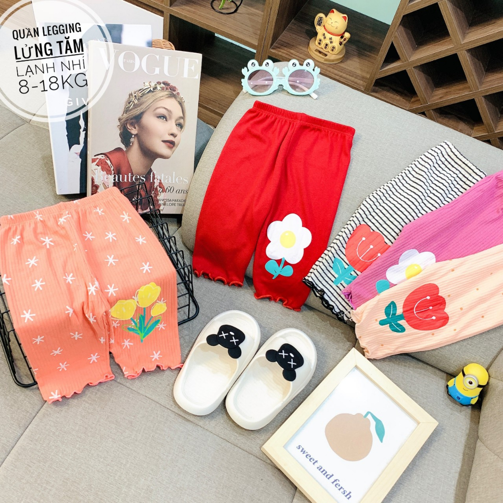Quần Legging Đùi Bé Gái, Quần Đùi Tăm Lạnh Vải Siêu Mát Mịn Cho Bé Gái Từ 8 - 18kg