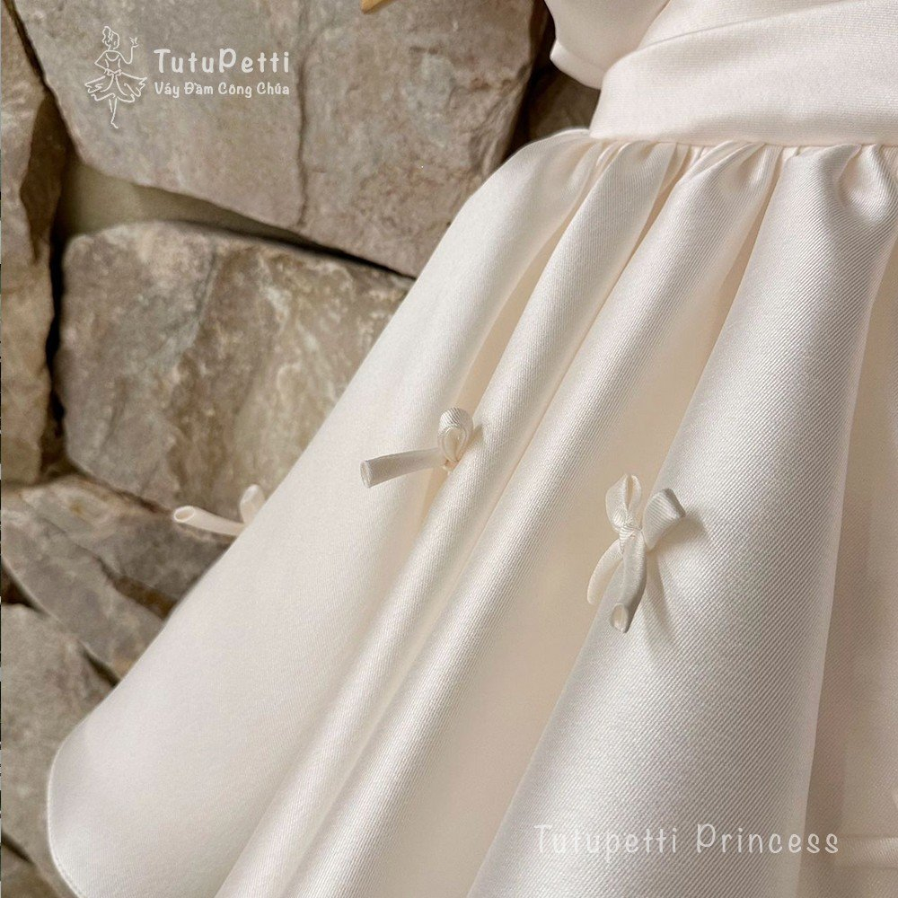 [Mã FADEP2212 giảm 10k đơn từ 99k] Đầm váy tiểu thư cho bé gái Tutupetti cổ voan đính nơ sang chảnh