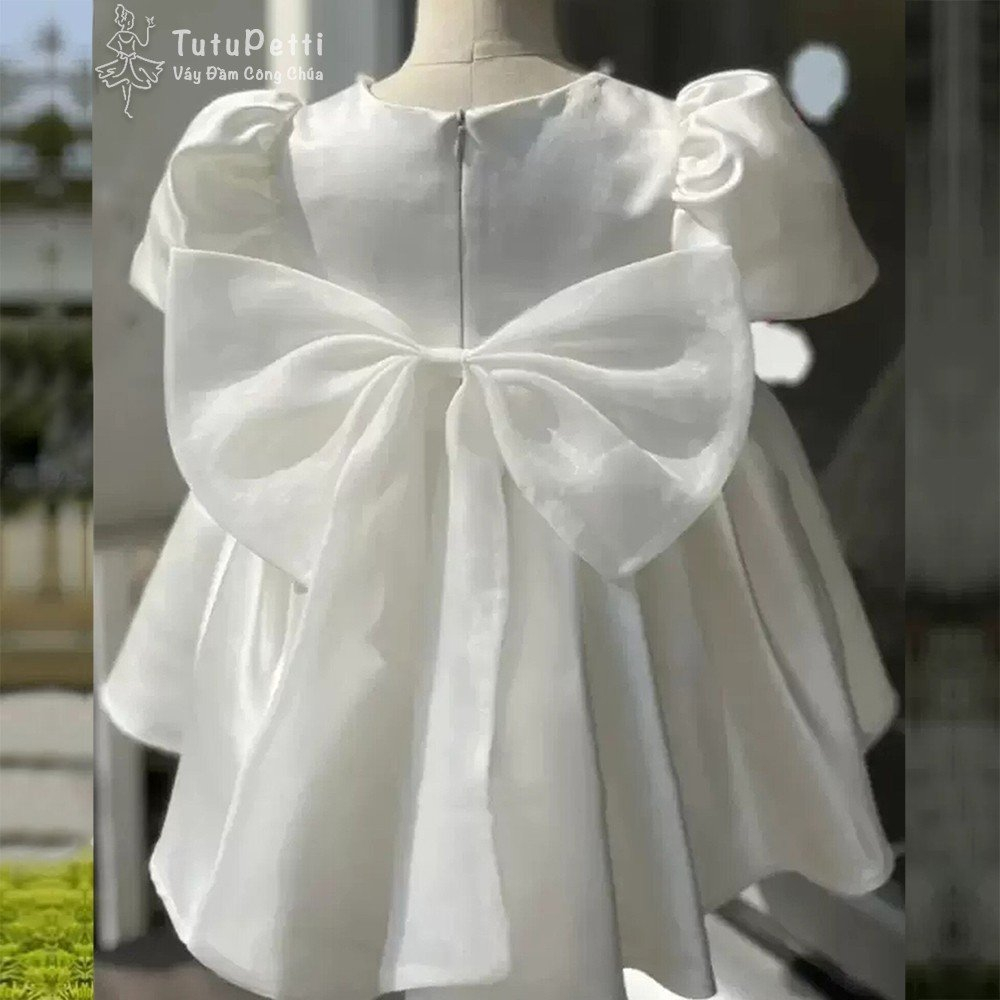 Đầm váy tiểu thư cho bé gái Tutupetti đính hoa lan trắng đáng yêu, xinh đẹp