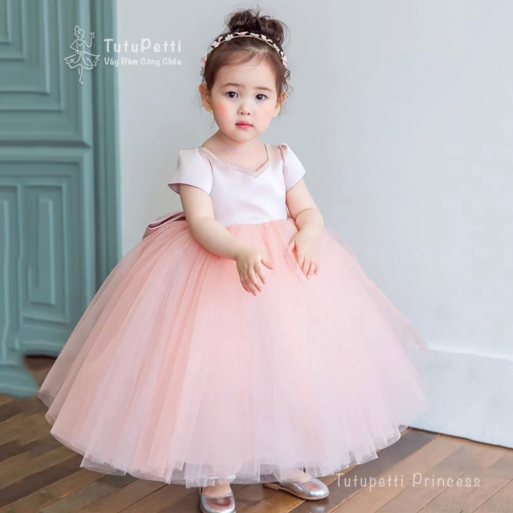 Đầm váy công chúa cho bé gái Tutupetti đuôi váy ren bồng bềnh xinh xắn