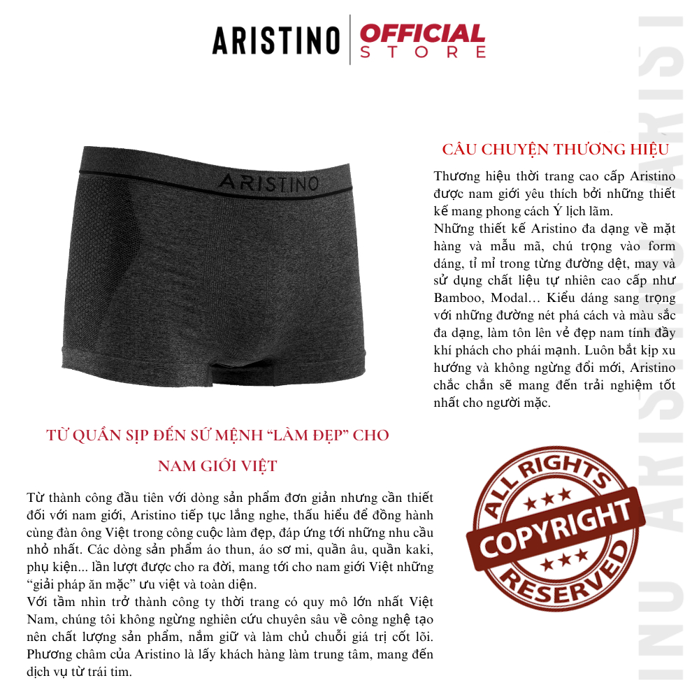 Quần lót sịp nam ARISTINO ABX063 boxer cotton cao cấp cạp dệt liền co giãn 4 chiêu mềm mịn thấm hút mồ hôi kháng khuẩn