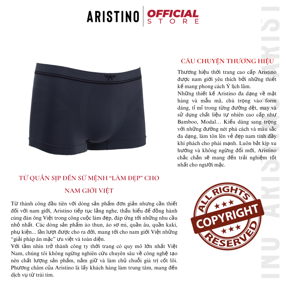 Quần sịp đùi nam ARISTINO ABX068 boxer cotton cao cấp cạp dệt liền thêu logo co giãn 4 chiều thoáng mát khử khuẩn
