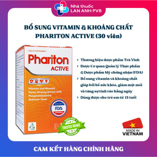 PHARITON ACITVE - Bổ sung nhân sâm chuẩn hóa, vitamin và khoáng chất hỗ trợ bồi bổ sức khỏe.