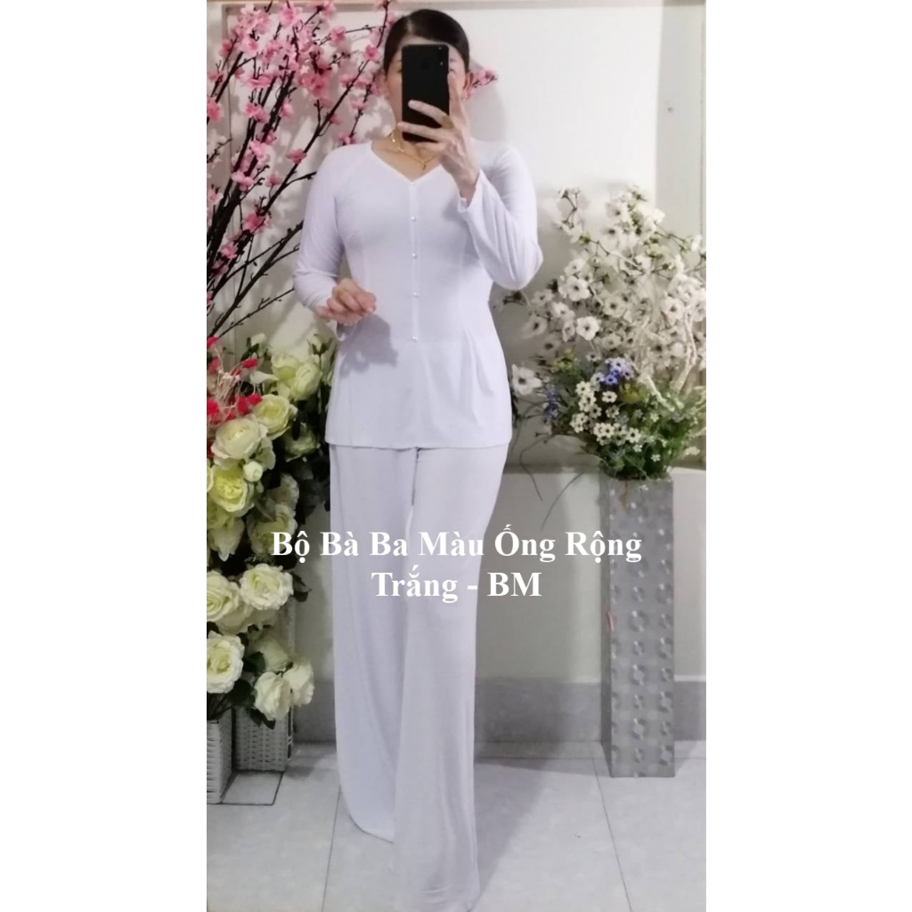 Áo bà ba truyền thống màu trắng bigsize 70kg