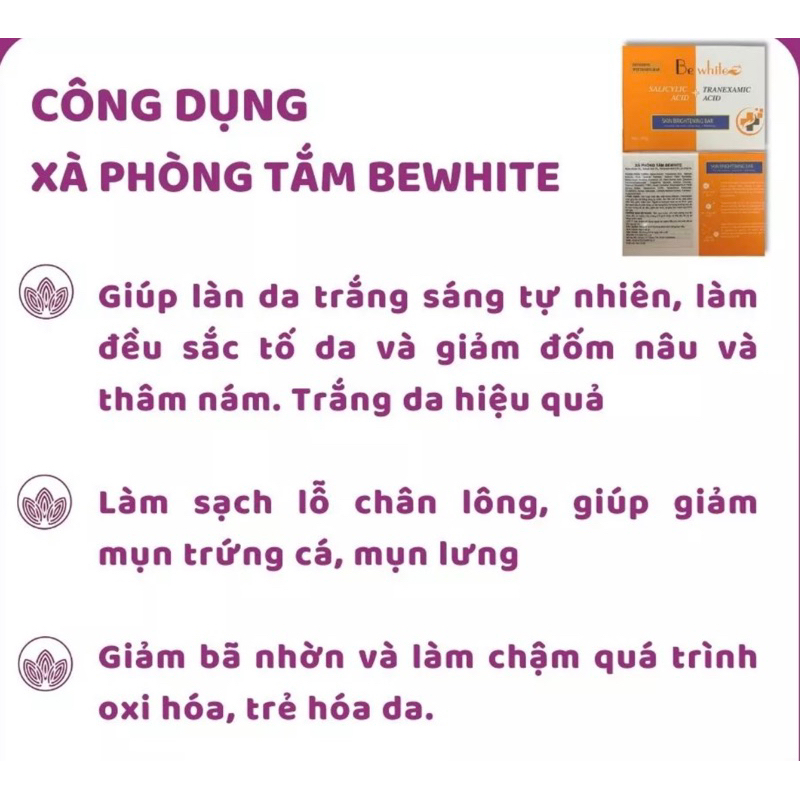 Xà phòng tắm trắng, ngừa mụn cho da trắng sáng mịn màng nhập khẩu chính hãng Be White 80g