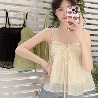 Áo hai dây hở vai mùa hè, áo babydoll dáng ngắn đi biển cho nữ xinh chính hãng DELIZ Chouchou