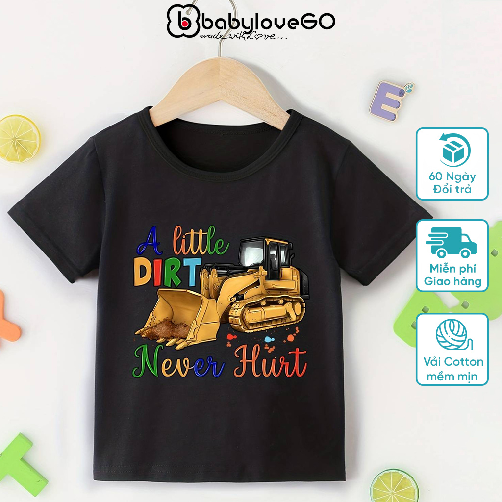 Áo phông cộc tay BabyloveGO 2023 áo thun cho bé trai chất cotton thấm hút mồ hôi in hình đặc sắc