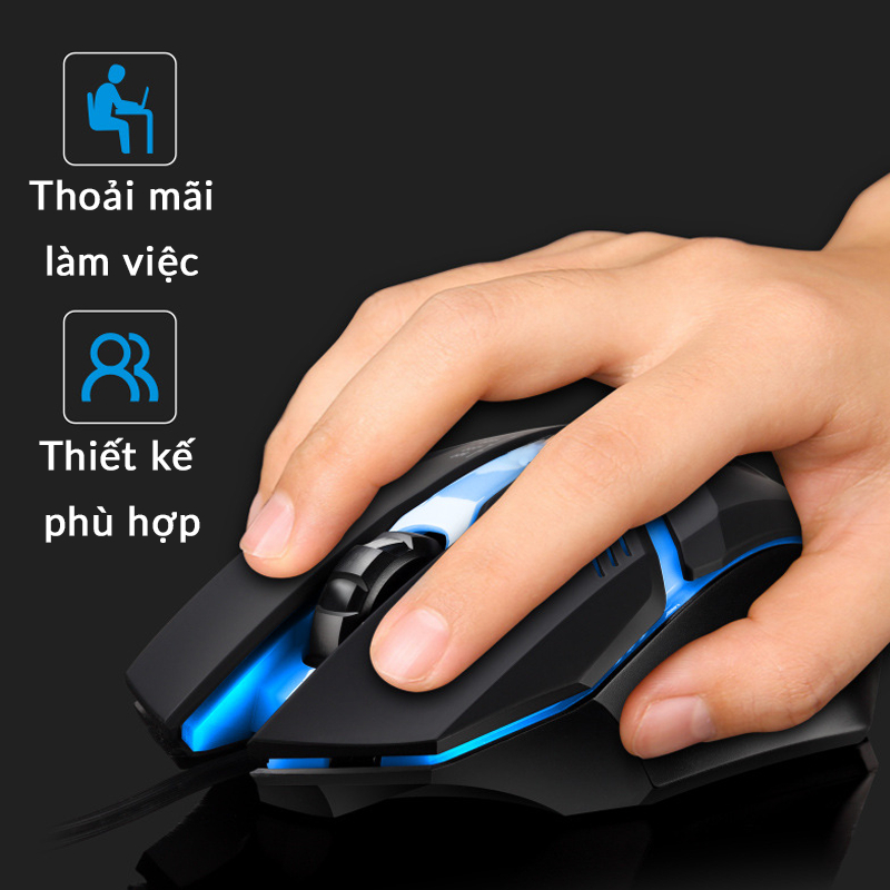 Chuột gaming máy tính có dây chuột chơi game tặng lót chuột cho game thủ và văn phòng có đèn led cực nhạy bảo hành 12TH