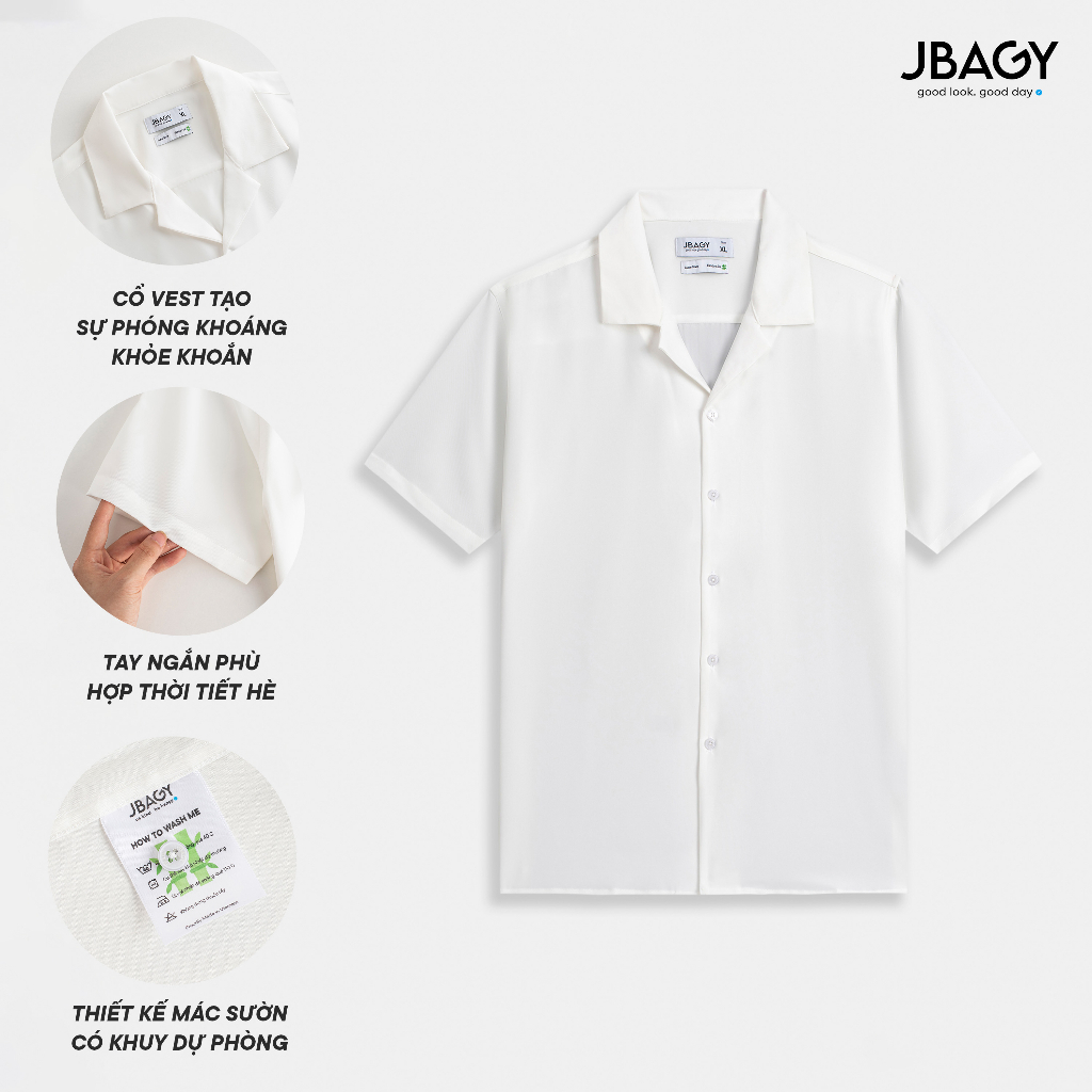 Áo sơ mi đi biển chất liệu lụa Bambo Clasic cao cấp, cuban shirt nam JBAGY S2023 JS0208