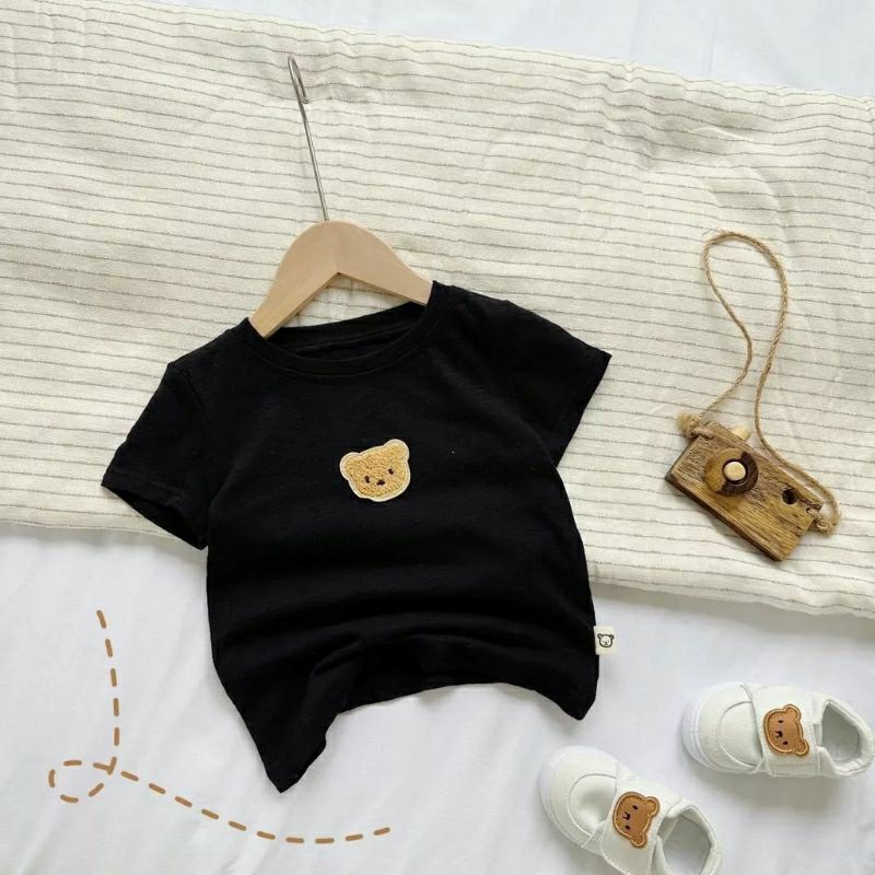 Mẫu mới | Áo thun cộc tay Unisex gấu bông nổi 3d siêu sành điệu cho bé trai và gái 8-18kg