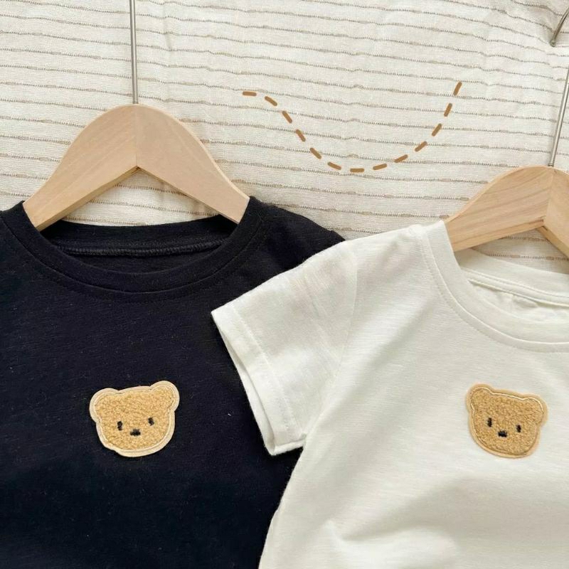 Mẫu mới | Áo thun cộc tay Unisex gấu bông nổi 3d siêu sành điệu cho bé trai và gái 8-18kg