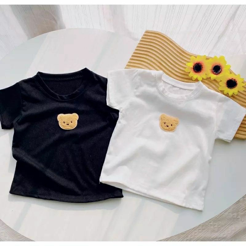 Mẫu mới | Áo thun cộc tay Unisex gấu bông nổi 3d siêu sành điệu cho bé trai và gái 8-18kg