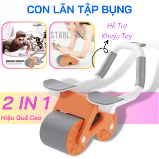 Dụng cụ tập cơ bụng Tặng Thảm lót chân, hỗ trợ tập plank bằng con lăn siêu tiện dụng